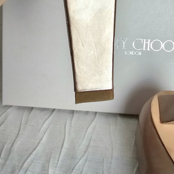 Jimmy Choo Metallic Peep-Toe Heels – Size 39 – With Box & Dust Bag - Picture 10 of 16